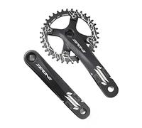 QHYRZE Pédalier À Cône Carré VTT 104BCD 170mm Ensemble De Bras De Manivelle VTT 32/34/36/38T Pédalier en Alliage D'aluminium 8/9/10/11 Vitesses(Black,36T)