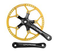 QHYRZE Pédalier De Vélo Pliant 130BCD 170mm Ensemble De Manivelle Conique Carrée 45/47/53/56/58T Plateau Unique 6/7/8/9/10 Vitesse Pédalier De Vélo De Route(Black Gold,53T)