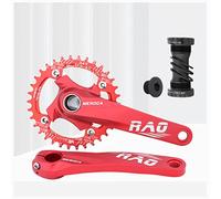 QHYRZE Pédalier De Vélo VTT 104/64BCD 170mm Jeu De Bras De Manivelle Intégré Creux 32/34/36/38T Plateau Simple Large Étroit avec BB 8-12 Vitesses(Rot,34T)