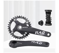 QHYRZE Pédalier De Vélo VTT 104/64BCD 170mm Jeu De Bras De Manivelle Intégré Creux 32/34/36/38T Plateau Simple Large Étroit avec BB 8-12 Vitesses(Black,34T)