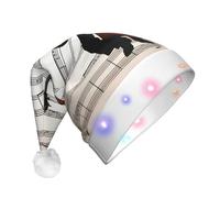QHZLY A Musical Moments Chapeau de Noël Lumineux pour Adultes, Peluche LED Chapeau de Père Noël Décoratif pour Vacances