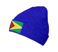 QHZLY Bonnet tricoté avec drapeau de la Guyane - Noir - Avec doublure en polaire - Léger et confortable - Pour sports de plein air, bleu, Taille unique