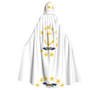 QHZLY Cape à capuche avec drapeau de l'État du Rhode Island pour adulte, costume de cosplay pour bal masqué, fête à thème, performance sur scène