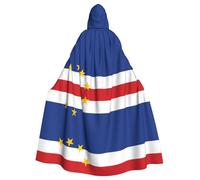 QHZLY Cape à capuche avec drapeau du Cap-Vert pour Halloween, costume de cosplay pour bal masqué, fête à thème, performance sur scène