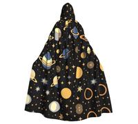 QHZLY Cape à capuche d'Halloween Planète dans le noir pour adulte, costume de costumade pour bal masqué, fête à thème, performance sur scène