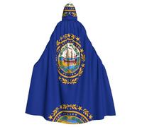 QHZLY Cape à capuche drapeau du New Hampshire pour adulte - Costume de cosplay pour bal masqué, fête à thème, performance sur scène