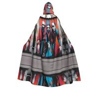 QHZLY Cape à capuche Halloween Street Art pour adulte, costume de costumade pour bal masqué, fête à thème, performance sur scène