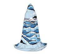 QHZLY Cape à capuche « Waves lapping at the rocks » - L pour adolescents - Longue cape pour cosplay, bal masqué, scène, Comic-Con, carnaval, jeu de rôle