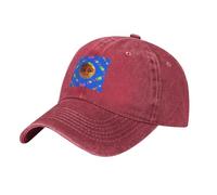 QHZLY Casquette de baseball tendance Smiley jaune poire en denim délavé noir unisexe respirant léger voyage extérieur, Rouge, Taille unique