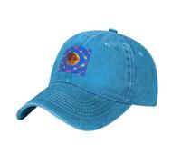 QHZLY Casquette de baseball tendance Smiley jaune poire en denim délavé noir unisexe respirant léger voyage extérieur, bleu, Taille unique