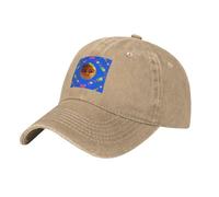 QHZLY Casquette de baseball tendance Smiley jaune poire en denim délavé noir unisexe respirant léger voyage extérieur, naturel, Taille unique