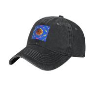 QHZLY Casquette de baseball tendance Smiley jaune poire en denim délavé noir unisexe respirant léger voyage extérieur, Noir , Taille unique