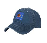 QHZLY Casquette de baseball tendance Smiley jaune poire en denim délavé noir unisexe respirant léger voyage extérieur, bleu marine, Taille unique