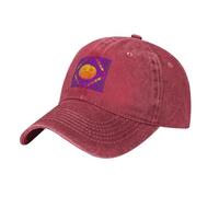 QHZLY Casquette de baseball tendance Smiley orange délavé en denim noir unisexe respirant léger voyage plein air, Rouge, Taille unique