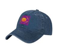QHZLY Casquette de baseball tendance Smiley orange délavé en denim noir unisexe respirant léger voyage plein air, bleu marine, Taille unique