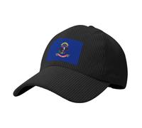 QHZLY Casquette de baseball unisexe en velours côtelé avec drapeau du Dakota du Nord - Bord courbé - Respirant et léger, Noir , Taille unique