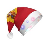 QHZLY Chapeau de Noël lumineux pour adultes avec drapeau espagnol - Bonnet de Père Noël décoratif à LED pour les vacances
