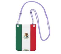 QHZLY Drapeau du Mexique Sac à bandoulière pour téléphone portable avec sangle réglable pour femme - Tendance et pratique - Noir, violet, Taille unique