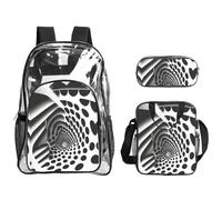 QHZLY Ensemble sac à dos en PVC transparent avec illusion de rotation, sac à déjeuner, trousse à crayons, légère et durable