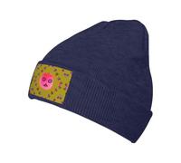 QHZLY Funny Face Peach Bonnet chaud en tricot noir avec doublure en polaire, léger et confortable pour les sports de plein air, bleu marine, Taille unique