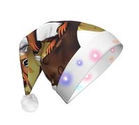 QHZLY Noix mangeur d'écureuil Noël lumineux chapeau de Noël pour adultes peluche LED chapeau de Père Noël décoratif pour vacances