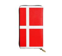 QHZLY Portefeuille long en cuir avec drapeau danois du Danemark pour unisexe, élégant et fonctionnel avec fentes pour cartes, poches zippées
