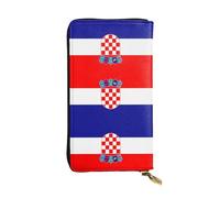 QHZLY Portefeuille long en cuir avec drapeau de la République de Croatie pour unisexe, élégant et fonctionnel avec fentes pour cartes, poches zippées