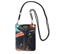 QHZLY Ronin iguana in a cyberpunk saloon Sac à bandoulière pour téléphone portable avec sangle réglable pour femme - Tendance et pratique - Noir, Noir , Taille unique