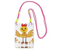 QHZLY Rooster in the Square Sac à bandoulière pour téléphone portable avec sangle réglable pour femme - Tendance et pratique - Noir, Fuchsia, Taille unique
