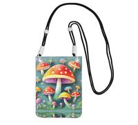 QHZLY Sac à bandoulière pour téléphone portable motif champignons colorés avec sangle réglable pour femme - tendance, pratique, Noir , Taille unique
