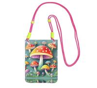 QHZLY Sac à bandoulière pour téléphone portable motif champignons colorés avec sangle réglable pour femme - tendance, pratique, Fuchsia, Taille unique