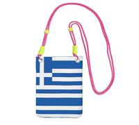 QHZLY Sac à bandoulière pour téléphone portable motif drapeau grec noir avec sangle réglable pour femme - tendance, pratique, Fuchsia, Taille unique