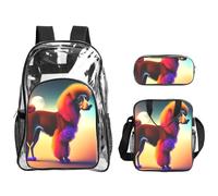 QHZLY Sac à dos en PVC transparent avec motif chiot qui attend de rentrer à la maison, sac à déjeuner, trousse à crayons, légère et durable