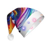 QHZLY Scribble Art to the pap Chapeau de Noël lumineux pour adultes, bonnet de Père Noël décoratif à LED en peluche pour les vacances