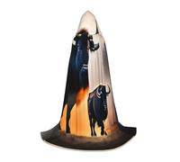 QHZLY Silhouette of a Buffalo Cape à capuche M pour adolescents Longue cape Cosplay Mascarade Stage Costume Comic-Con Carnaval Jeu de rôle