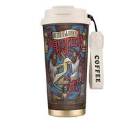 QHZLY Tasse à café blanche en acier inoxydable 316 Saints and Sinners - Grand gobelet de voyage isotherme pour bureau, maison, voiture