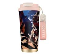 QHZLY Tasse à café Canyon Shadows en acier inoxydable 316 rose, grand gobelet de voyage isotherme pour bureau, maison, voiture