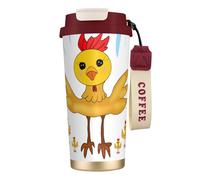 QHZLY Tasse à café carrée en acier inoxydable 316 avec motif coq - Rouge - Grand gobelet de voyage isotherme pour bureau, maison, voiture