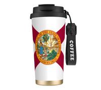 QHZLY Tasse à café en acier inoxydable 316 avec drapeau de la Floride - Noir - Grand gobelet de voyage isotherme pour bureau, maison, voiture