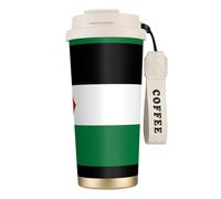 QHZLY Tasse à café en acier inoxydable 316 avec drapeau de l'État de Palestine - Blanc - Grand gobelet de voyage isotherme pour bureau, maison, voiture