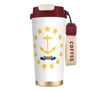QHZLY Tasse à café en acier inoxydable 316 avec drapeau du Rhode Island - Rouge - Grand gobelet de voyage isotherme pour bureau, maison, voiture