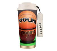 QHZLY Tasse à café en acier inoxydable 316 avec fond de basket-ball, blanc, grand gobelet de voyage isotherme pour bureau, maison, voiture