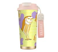 QHZLY Tasse à café en acier inoxydable 316 avec hibou debout - Rose - Grand gobelet isotherme de voyage pour bureau, maison, voiture