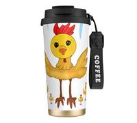 QHZLY Tasse à café en acier inoxydable 316 avec motif coq dans la carrée, noir, grand gobelet de voyage isotherme pour bureau, maison, voiture