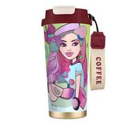 QHZLY Tasse à café en acier inoxydable 316 - Style tendance - Rouge - Grand gobelet de voyage isotherme pour bureau, maison, voiture