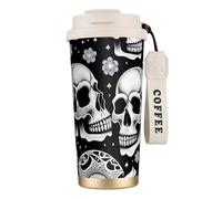 QHZLY Tasse à café isotherme en acier inoxydable 316 avec indices sur la tête, blanc, grand gobelet de voyage isotherme pour bureau, maison, voiture