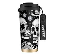 QHZLY Tasse à café isotherme en acier inoxydable 316 avec indices sur la tête, noir, grand gobelet de voyage isotherme pour bureau, maison, voiture