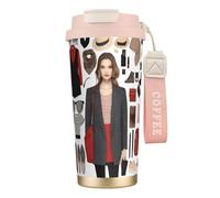 QHZLY Tasse à café tendance chic en acier inoxydable 316 rose, grand gobelet de voyage isotherme pour bureau, maison, voiture
