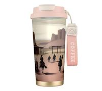 QHZLY Tasse à café Wild West Life en acier inoxydable 316 rose, grand gobelet isotherme de voyage pour bureau, maison, voiture