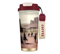 QHZLY Tasse à café Wild West Life en acier inoxydable 316 rouge, grand gobelet de voyage isotherme pour bureau, maison, voiture